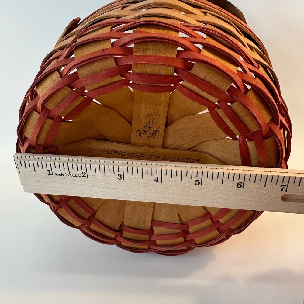 VTG Longaberger‎ 1995 Rustic Brown Woven Basket with Leather Handles